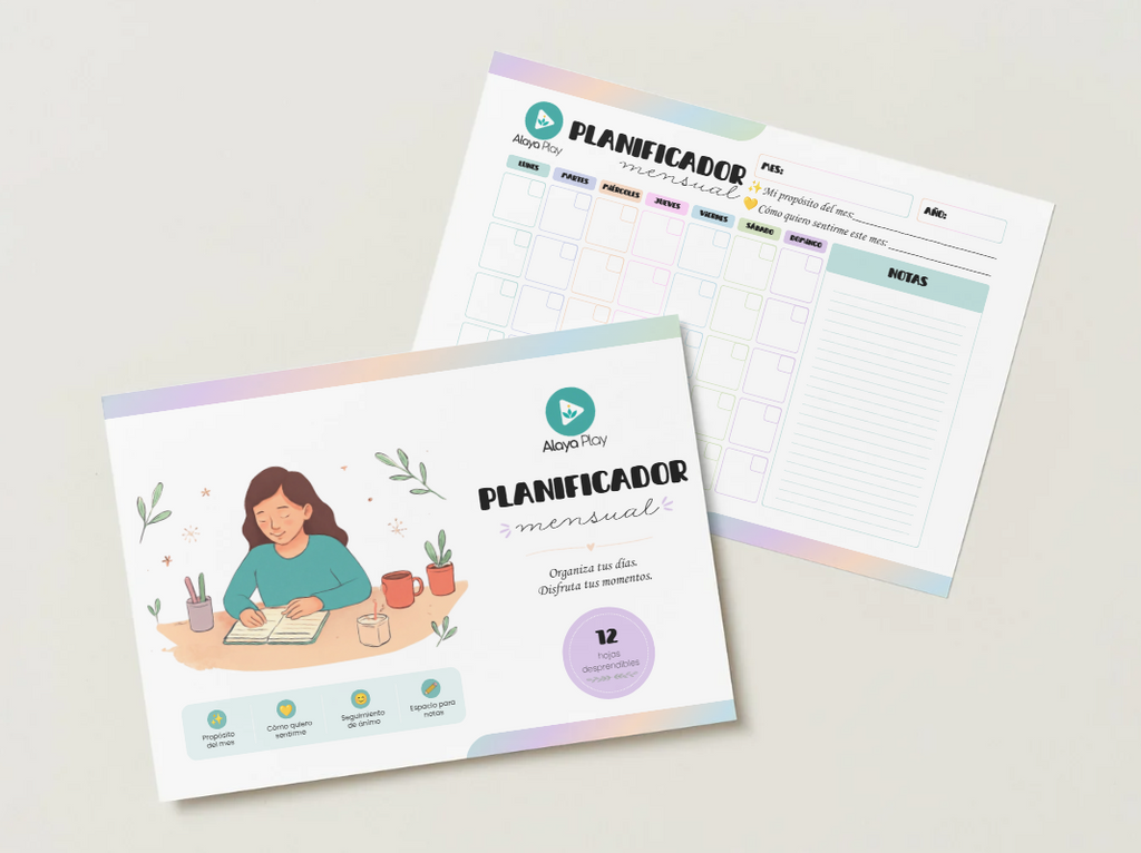 Planificador mensual Alaya Play, incluido en el pack Un Momento Para Ti
