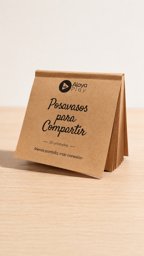 Posavasos desechables Alaya Play con frases para acompañar juegos y conversaciones