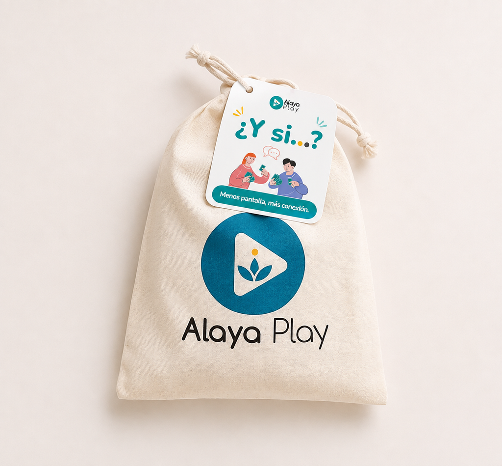 Cartas del mazo ¿Y Si? de Alaya Play con preguntas para conversar