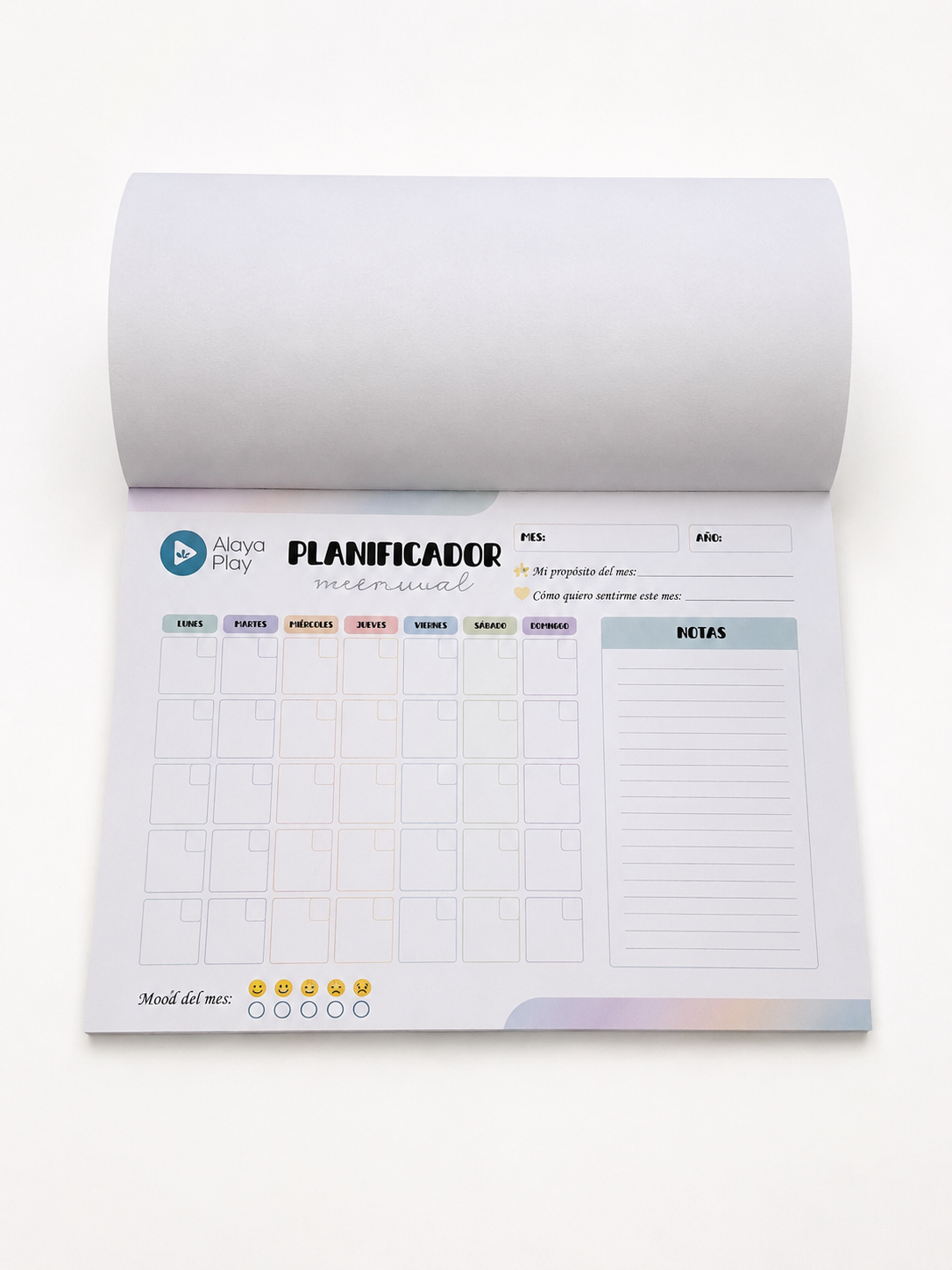 Planificador mensual Alaya Play, ideal para organizar el mes